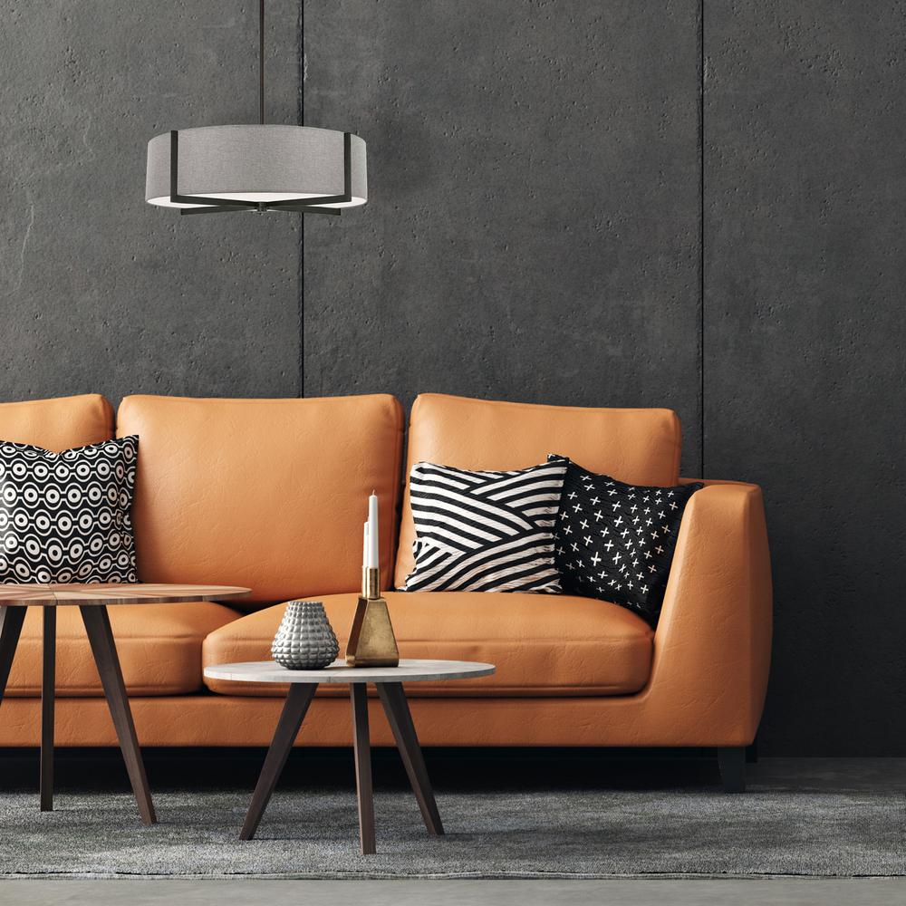 4LT Incandescent Pendant, MB, GRY Shade