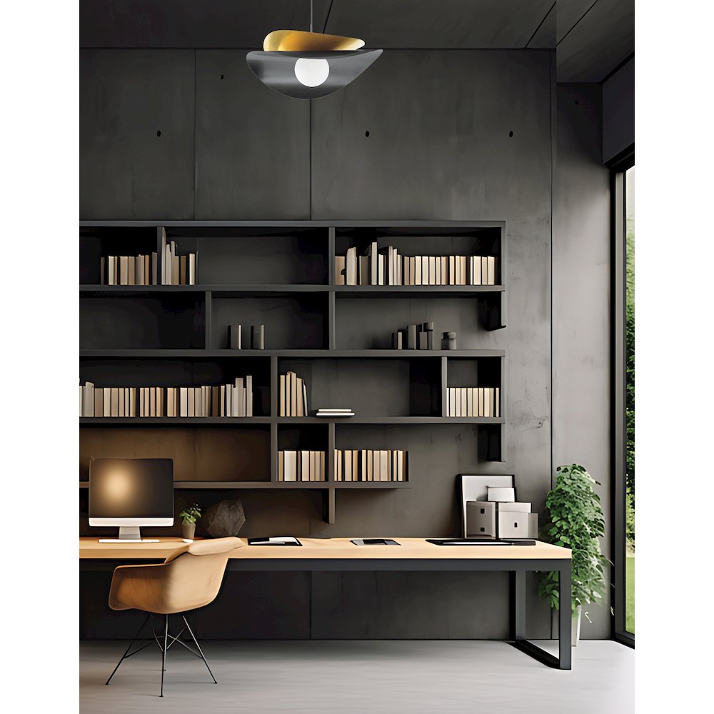 15W Pendant in Matte Black & Aged Brass