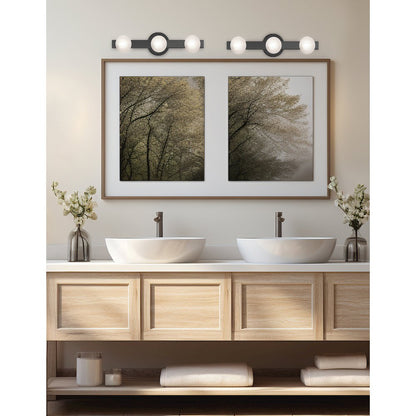 3 Light Matte Black Vanity w/ Frosted Glass