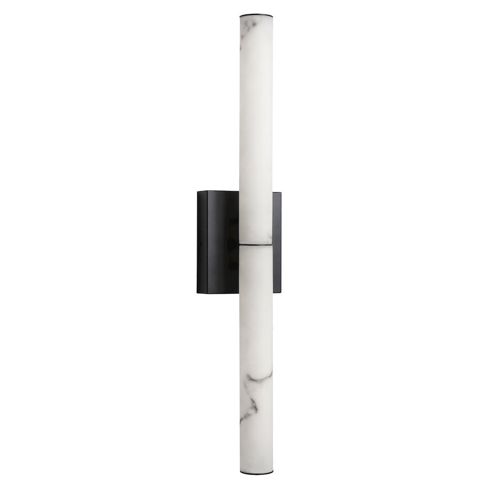 20W Matte Black Wall Sconce w/ Alabaster Diffuser