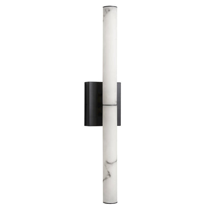 20W Matte Black Wall Sconce w/ Alabaster Diffuser