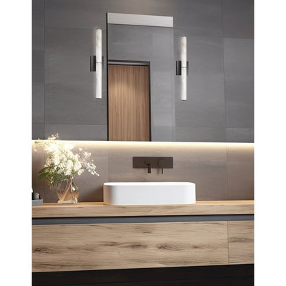 20W Matte Black Wall Sconce w/ Alabaster Diffuser