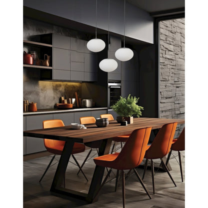 3 Light Pendant in Matte Black w/ White Opal Glass