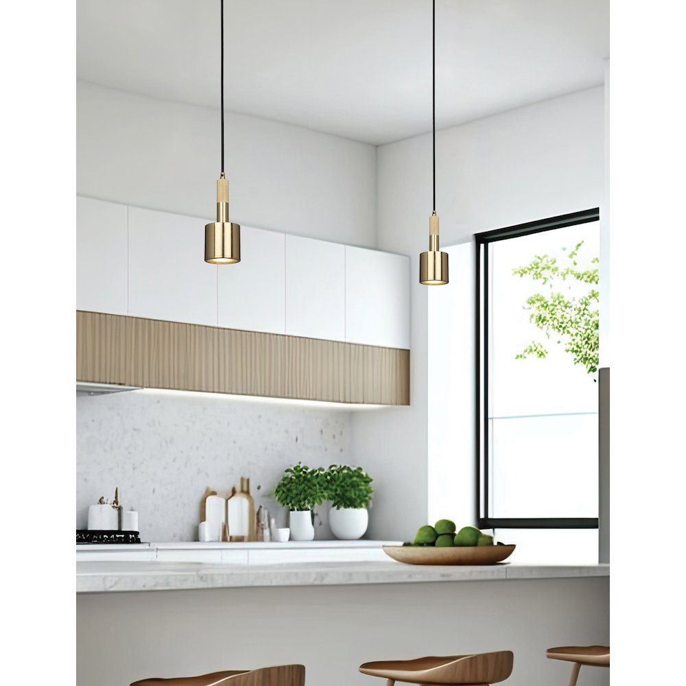 1 Light Pendant Aged Brass with Frosted Diffuser