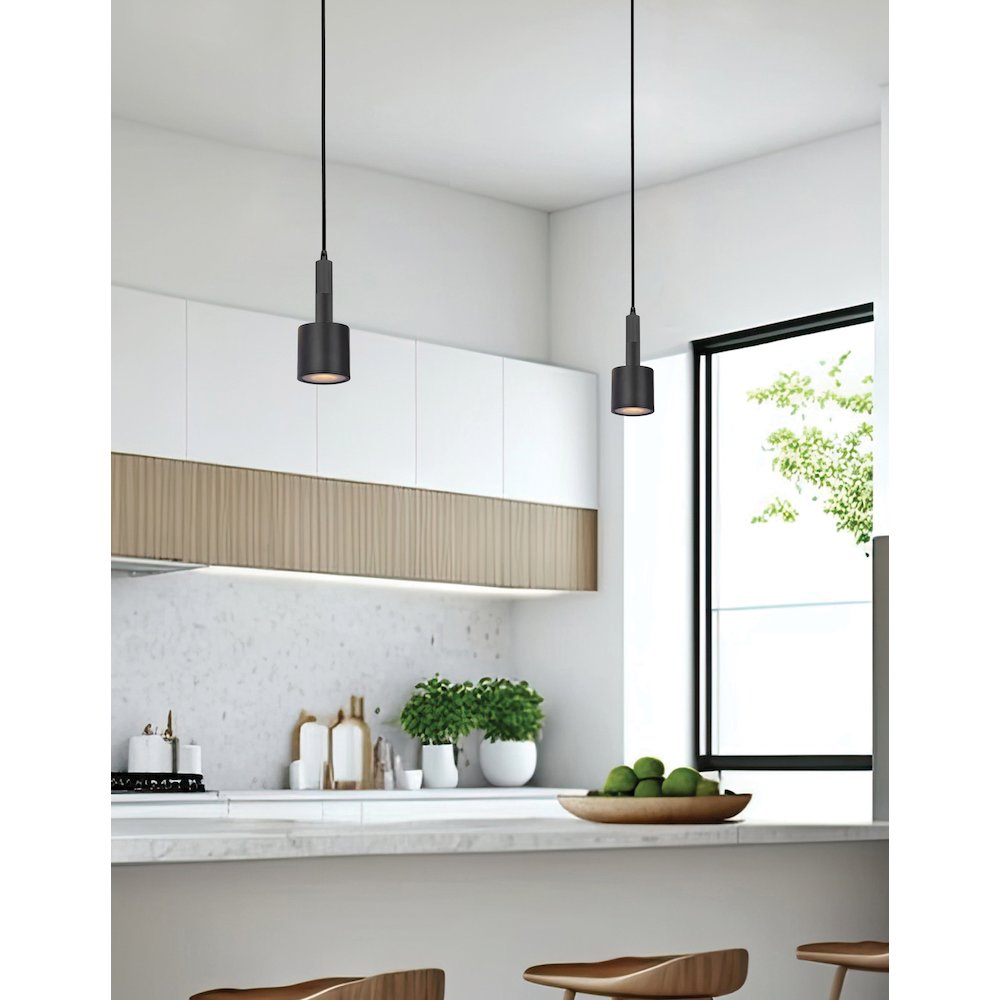 1 Light Pendant Matte Black with Frosted Diffuser