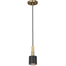 1 Light Pendant Matte Black & Aged Brass with Frosted Diffuser