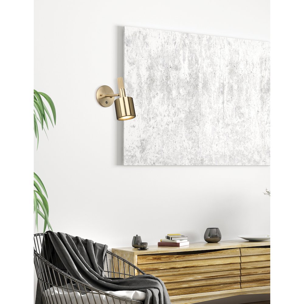 1 Light Halogen Wall Satin Chrome Aged Brass with Frosted Diffuser