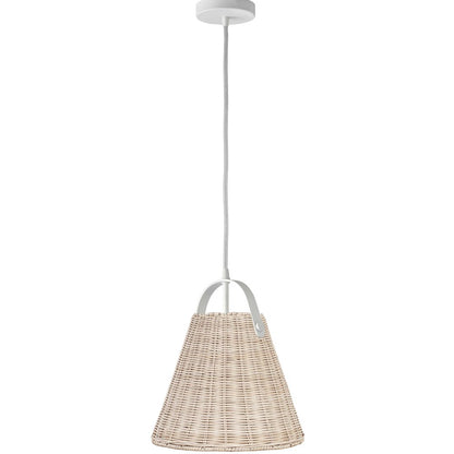 1 Light Incandescent Pendant Matte White with Wicker Shade
