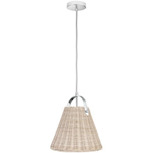 1 Light Incandescent Pendant Polished Chrome with Wicker Shade