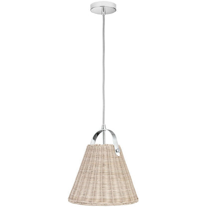 1 Light Incandescent Pendant Polished Chrome with Wicker Shade