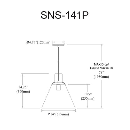 1LT Incandescent Pendant,  MW, AGB Accent