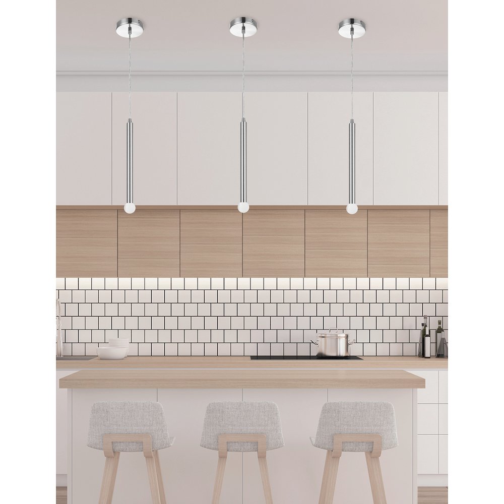 1 Light Incandescent Pendant Polished Chrome