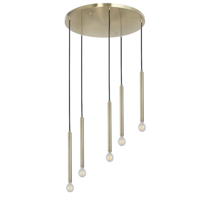 5 Light Pendant in Aged Brass