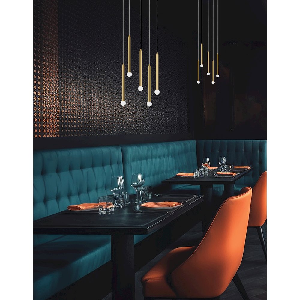 5 Light Pendant in Aged Brass