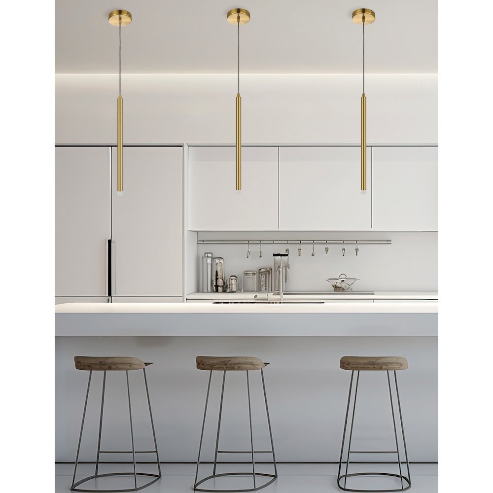3W Pendant Aged Brass with Frosted Acrylic Diffuser