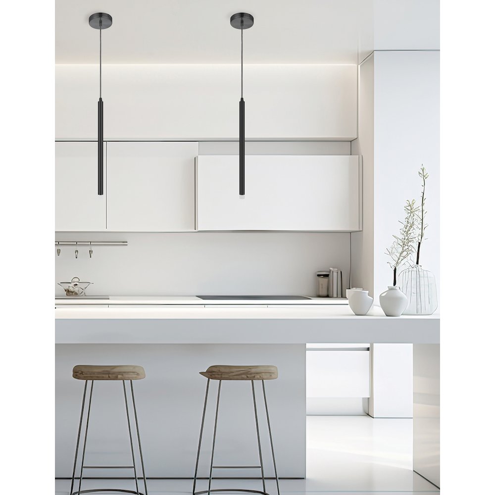 3W Pendant Matte Black with Frosted Acrylic Diffuser
