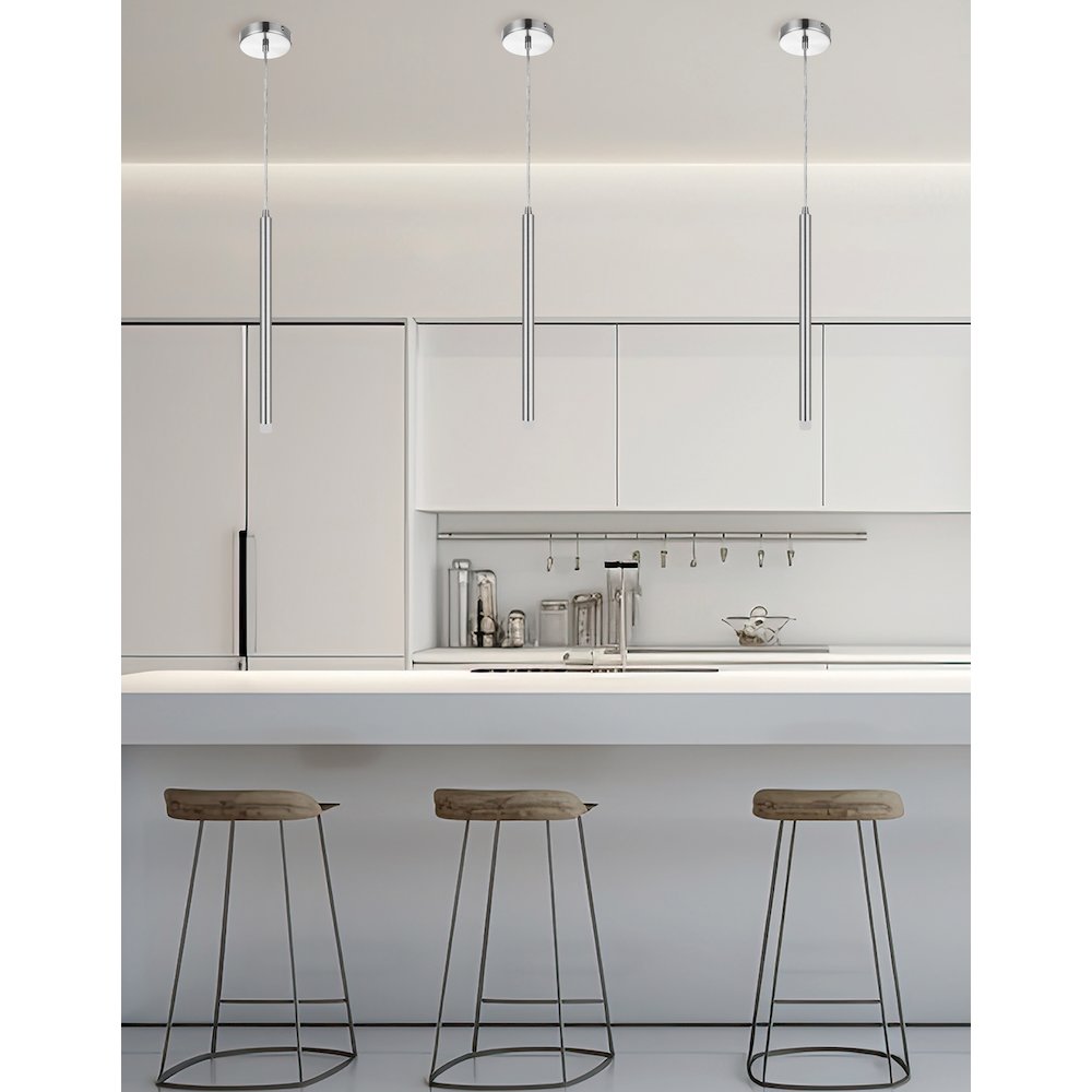3W Pendant Polished Chrome with Frosted Acrylic Diffuser