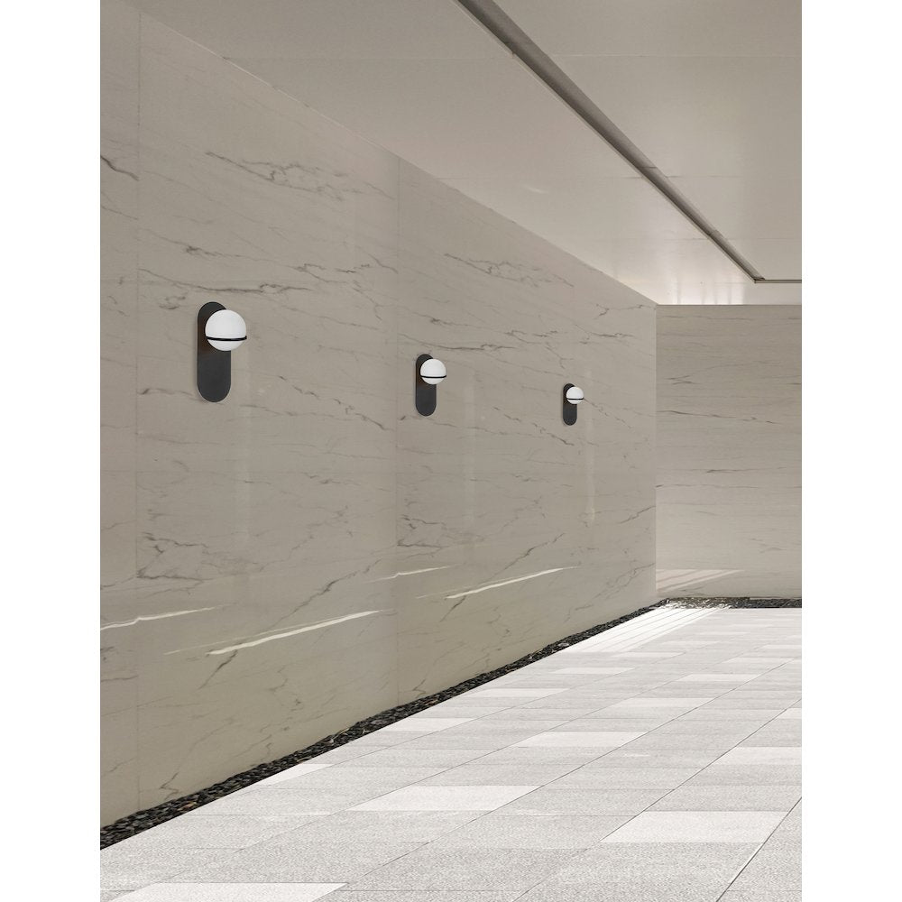 1 Light Halogen Wall Satin Chrome Matte Black with White Glass