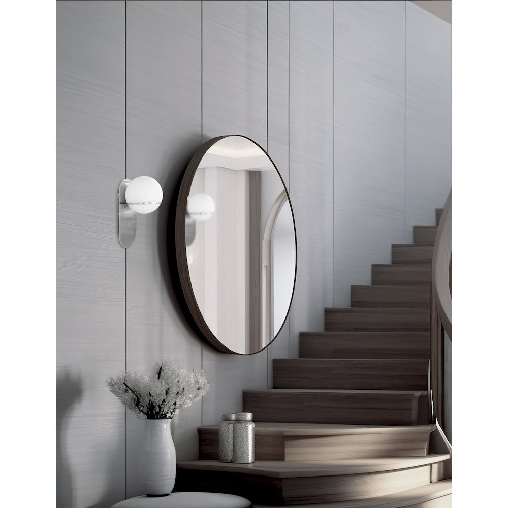 1 Light Halogen Wall Satin Chrome Polished Chrome with White Glass