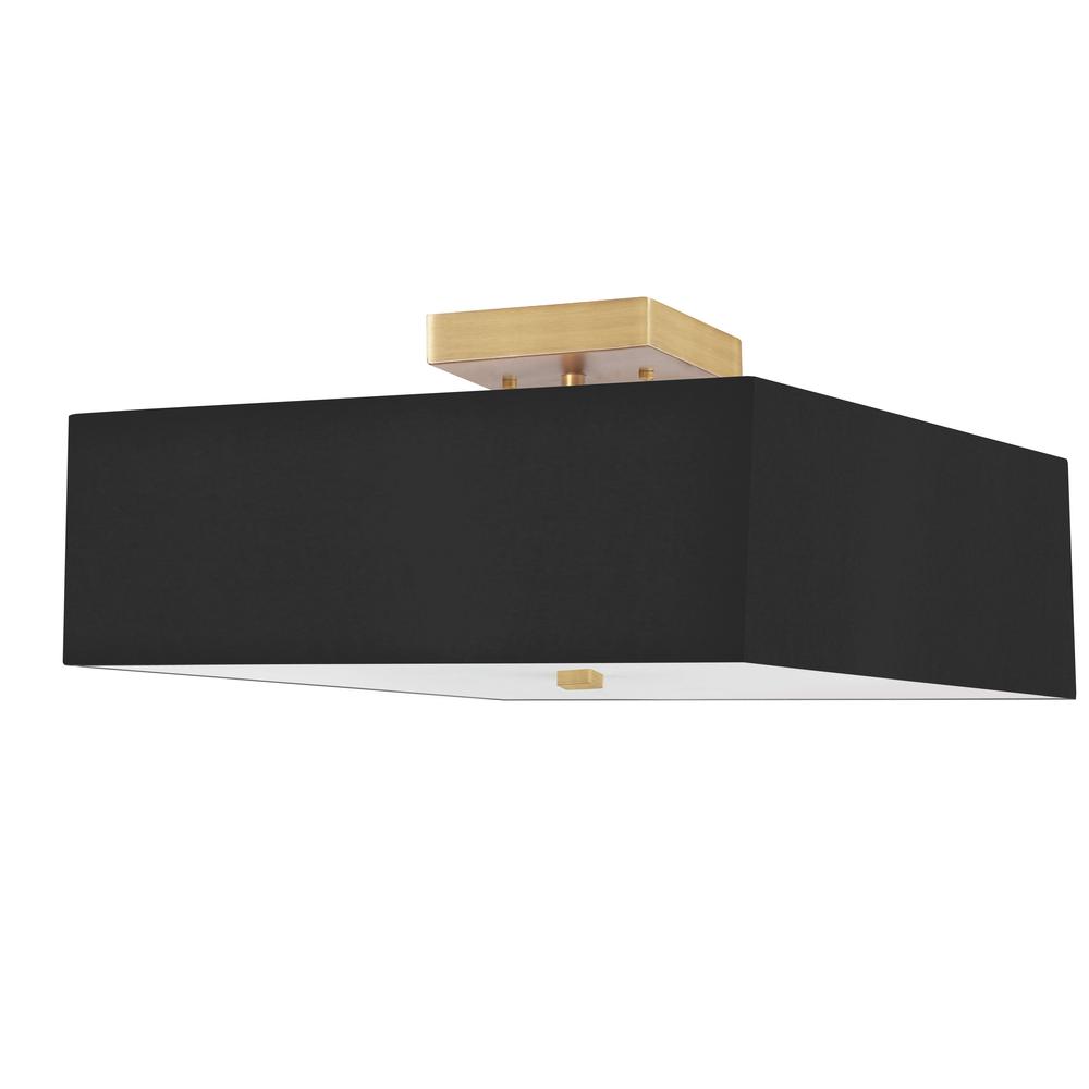 3LT Incandescent Semi-Flush AGB, Black Shade