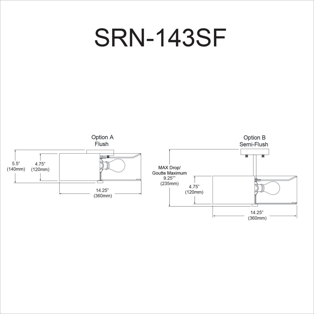 3LT Incandescent Semi-Flush MB, Black Shade