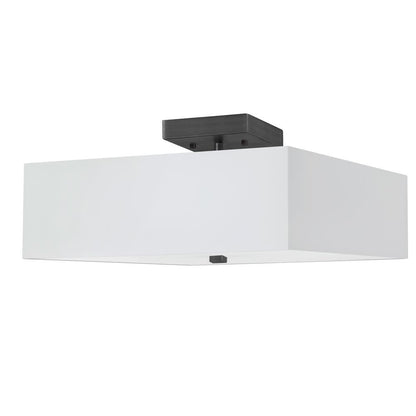 3LT Incandescent Semi-Flush MB, White Shade