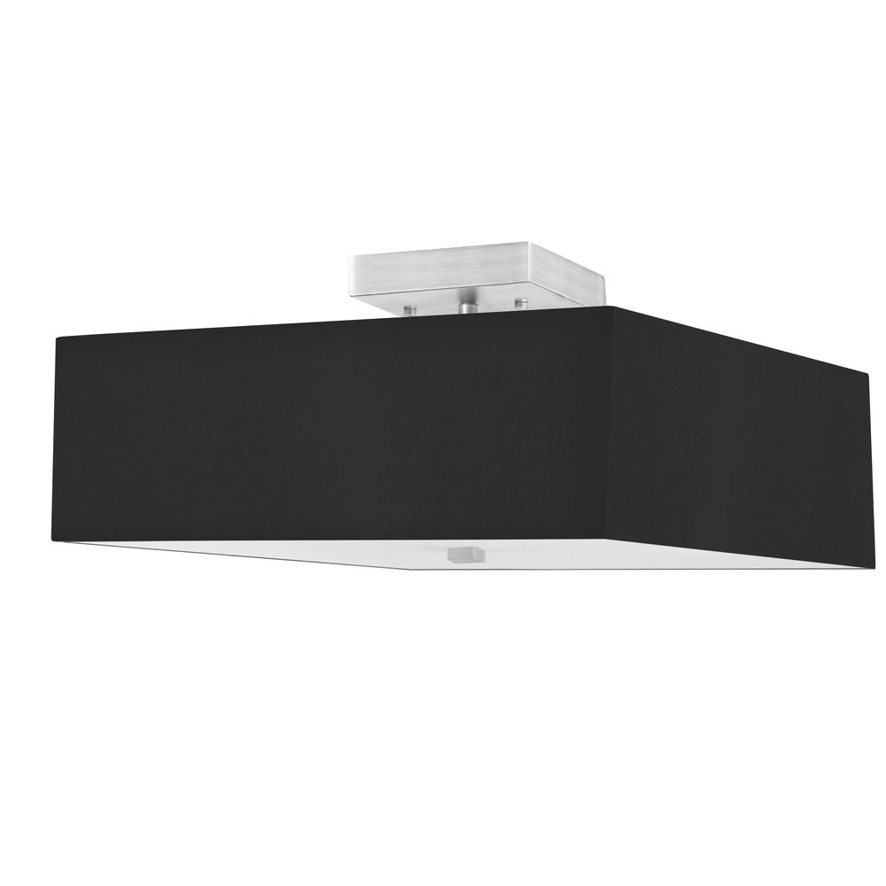 3LT Incandescent Semi-Flush SC, Black Shade