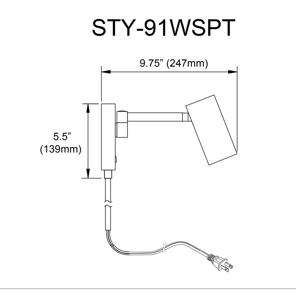 1LT Halogen Wall Swing Arm Spotlight, MB