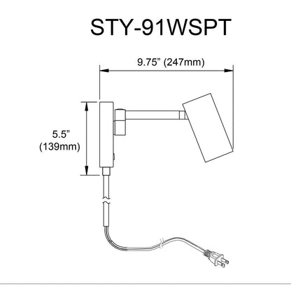 1LT Halogen Wall Swing Arm Spotlight, MB