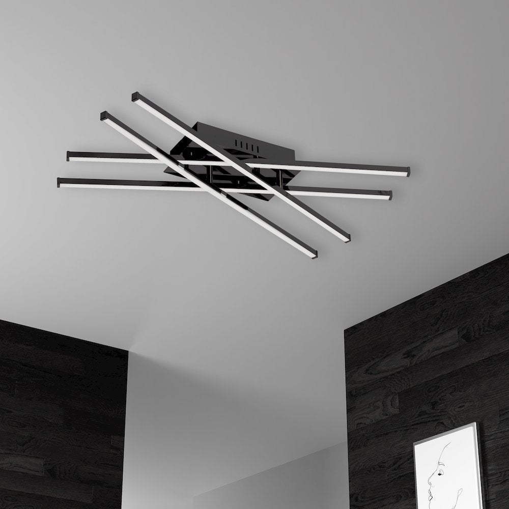 25W LED Flush Mount Matte Black with White Acrylic Diffuser