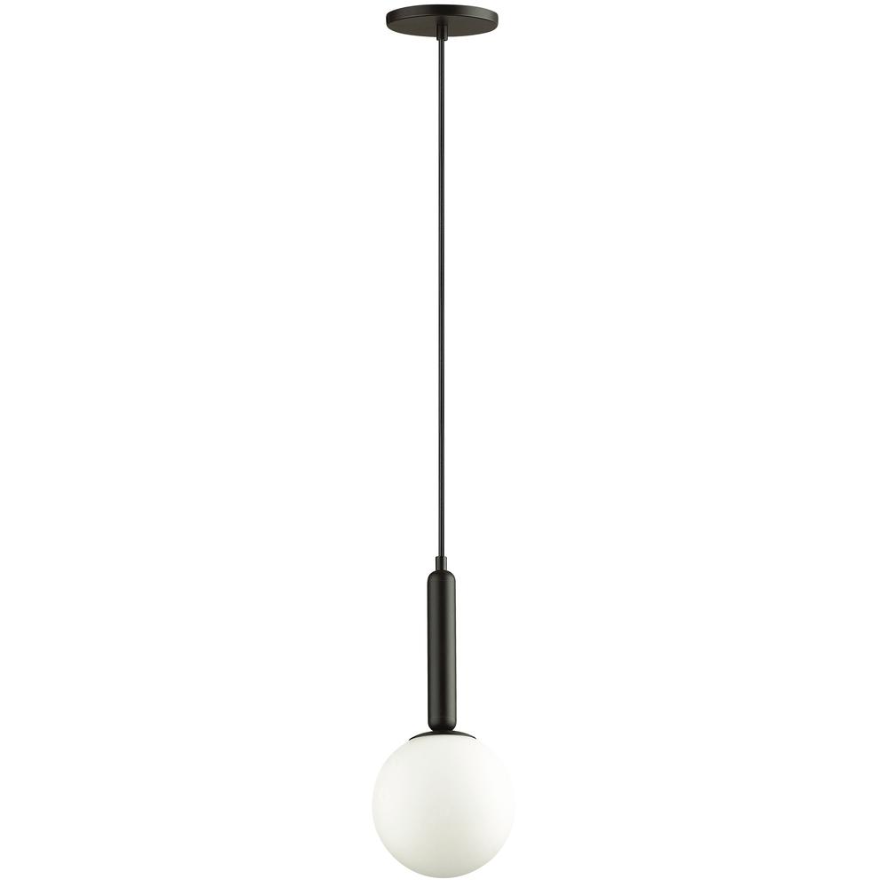 1LT Incandescent Pendant,  MB, WH Glass