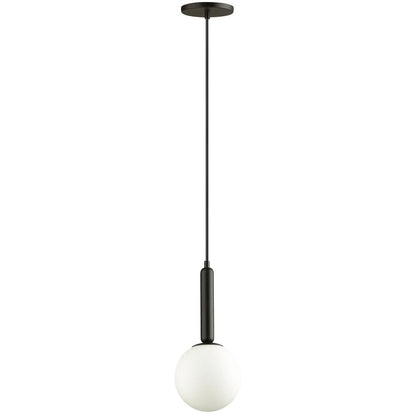 1LT Incandescent Pendant,  MB, WH Glass