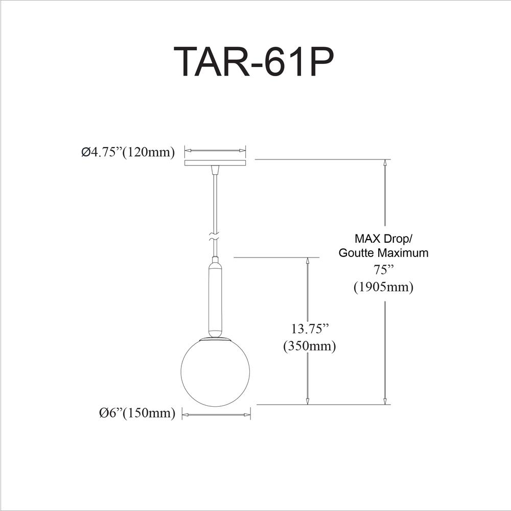 1LT Incandescent Pendant,  MB, WH Glass