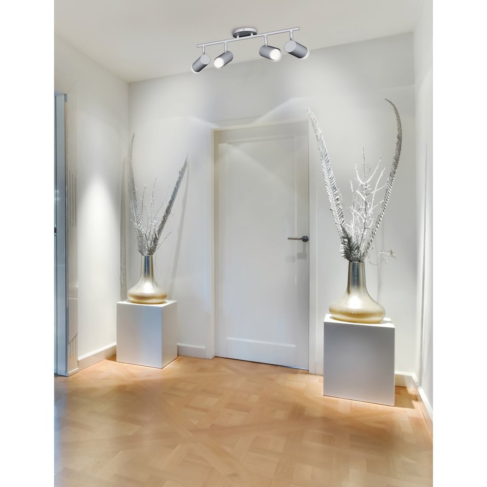 4 Light Track Light in Satin Chrome