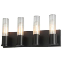 4LT Incandescent Vanity,  MB, CLR Fluted Glass