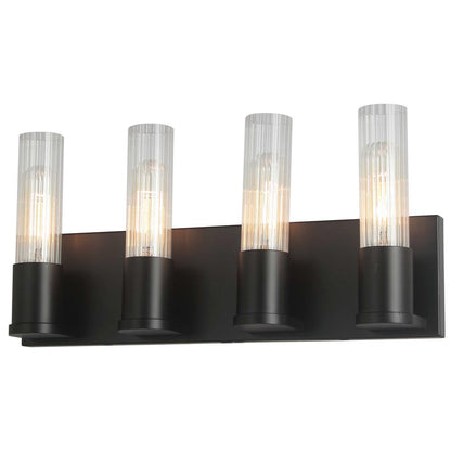 4LT Incandescent Vanity,  MB, CLR Fluted Glass
