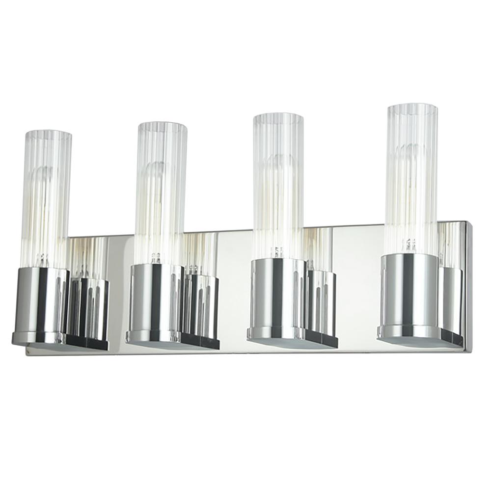 4LT Incandescent Vanity,  PC, CLR Fluted Glass