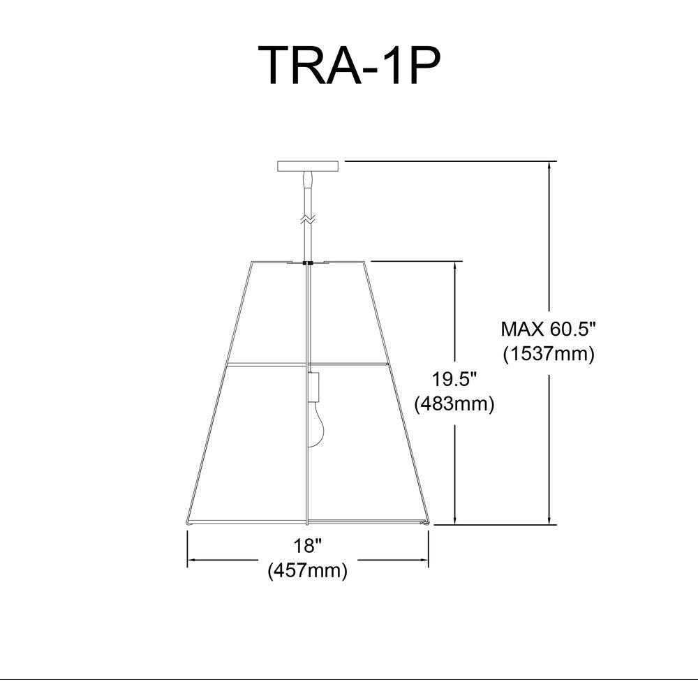 1LT Trapezoid Pendant, MB with WH Shade