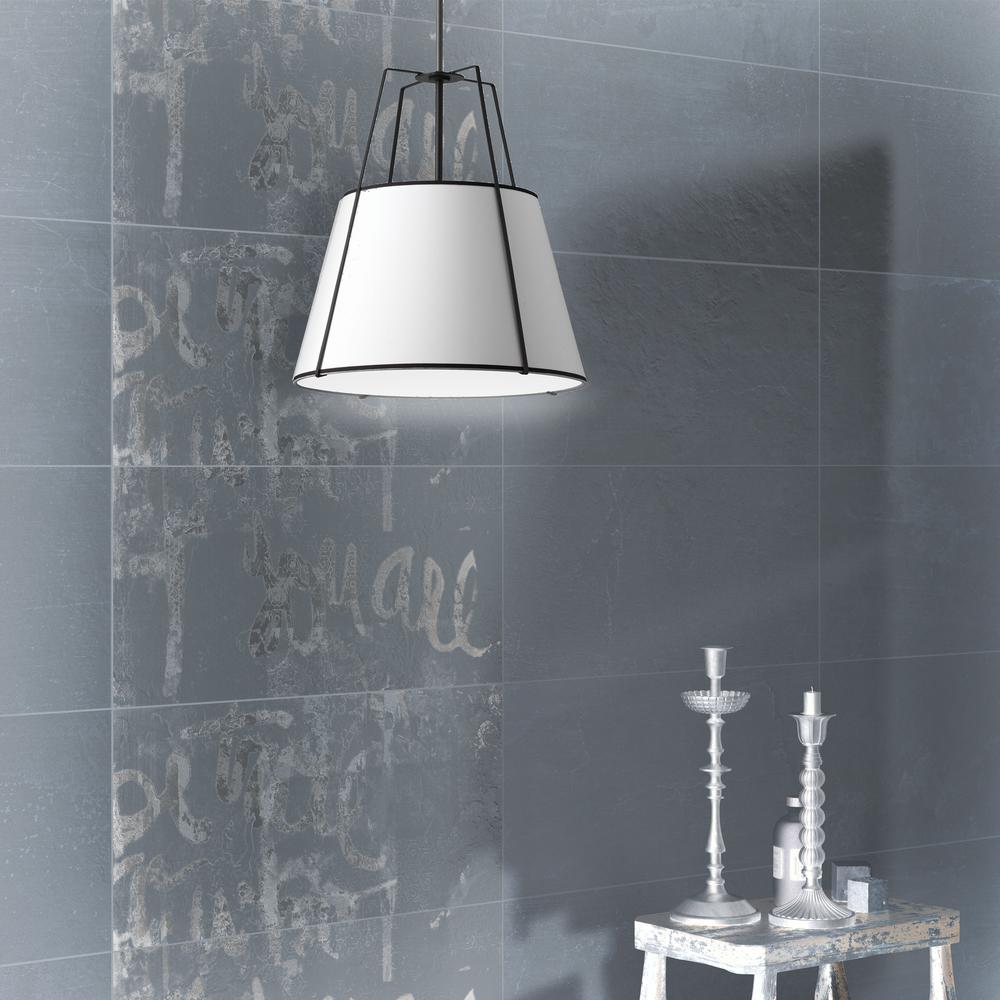 1LT Trapezoid Pendant, MB with WH Shade