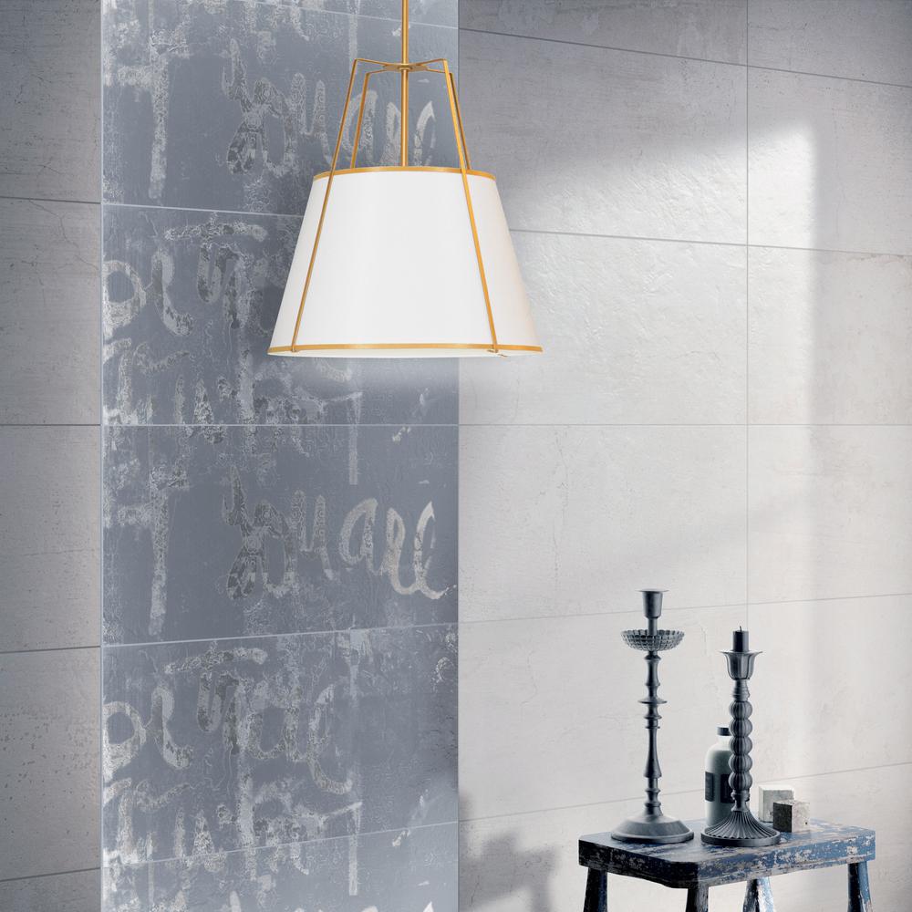 1LT Trapezoid Pendant, GLD with WH Shade