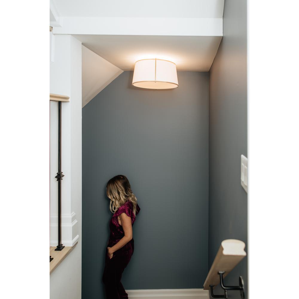 4LT Trapezoid Flush Mount, GLD with WH Shade