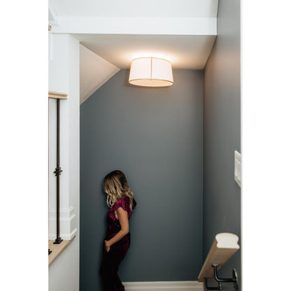 4LT Trapezoid Flush Mount, GLD with WH Shade