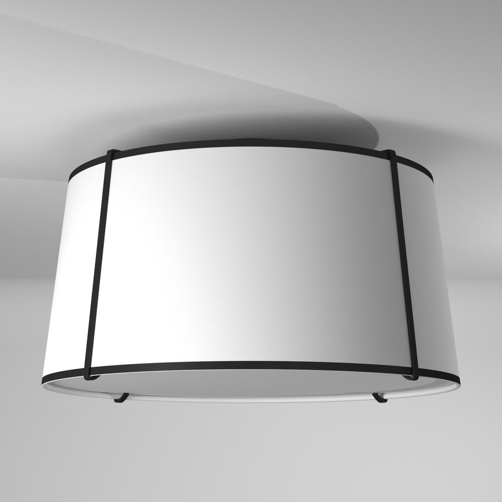 3LT Trapezoid Flush Mount, MB with WH Shade