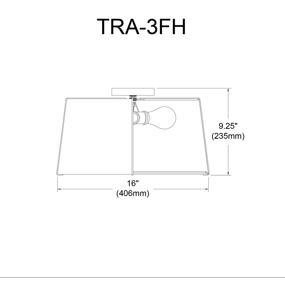 3LT Trapezoid Flush Mount, MB with WH Shade