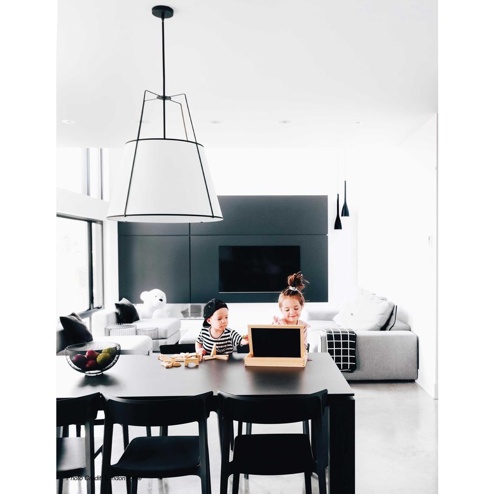 3LT Trapezoid Pendant BK/WH Shade,790Diff