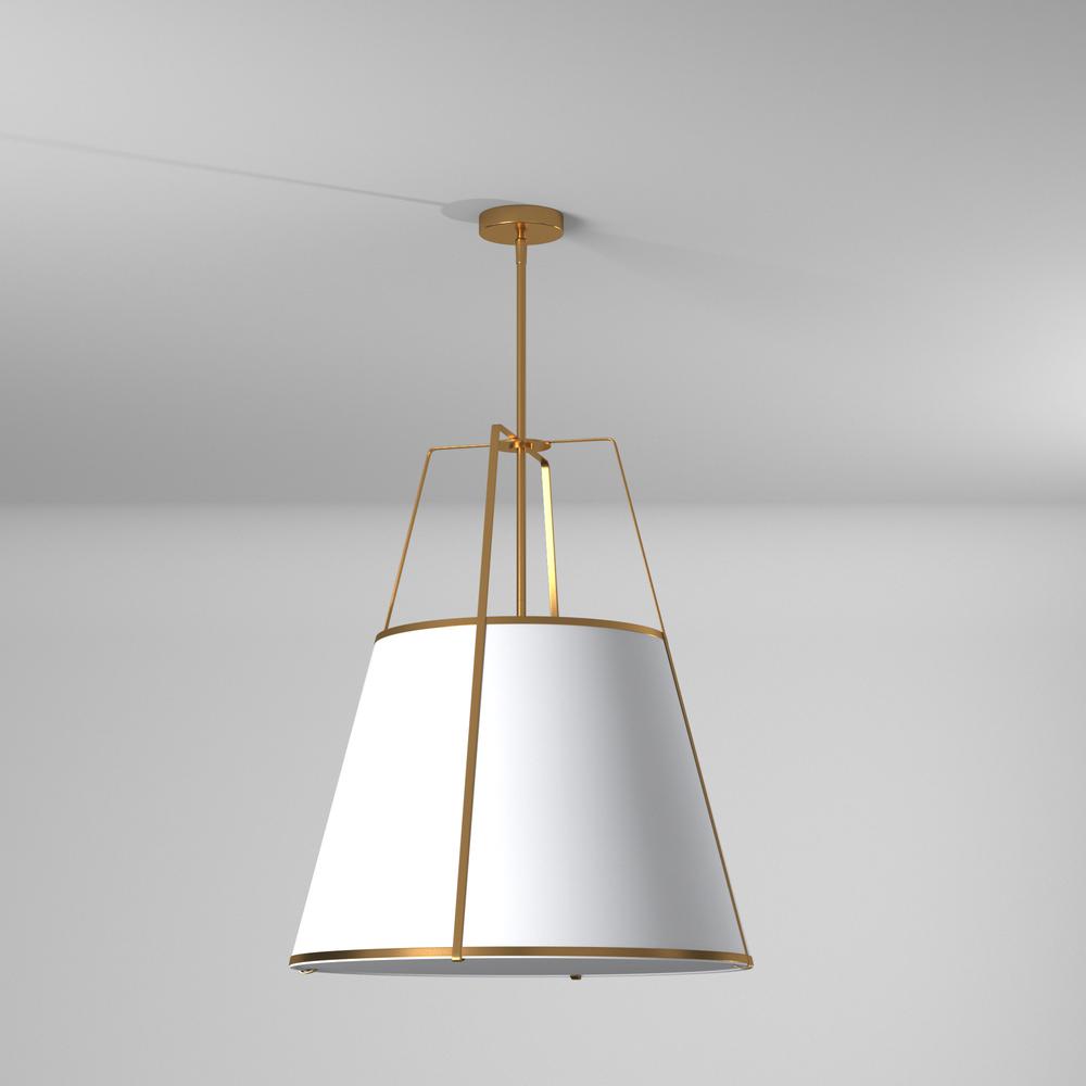 3LT Trapezoid Pendant GLD/WH Shade,790Diff