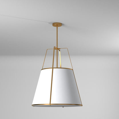 3LT Trapezoid Pendant GLD/WH Shade,790Diff