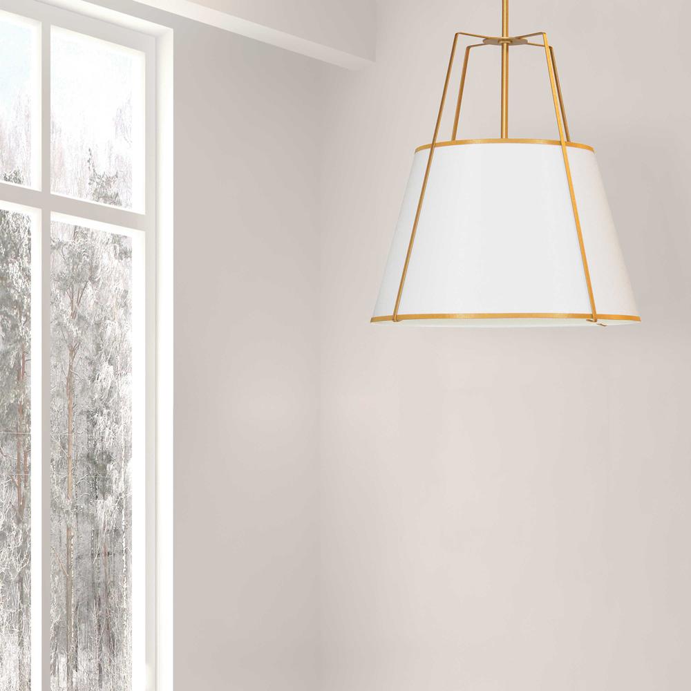 3LT Trapezoid Pendant GLD/WH Shade,790Diff
