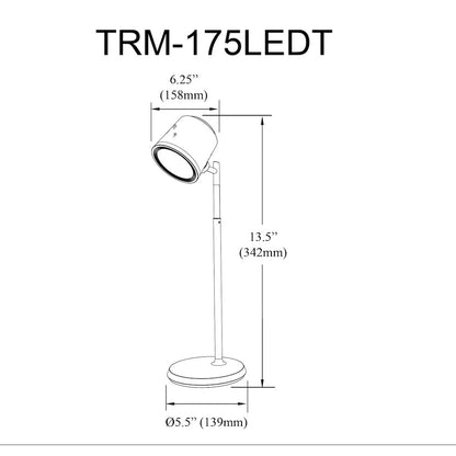 6W Table Lamp in Matte Black w/ Detachable Head