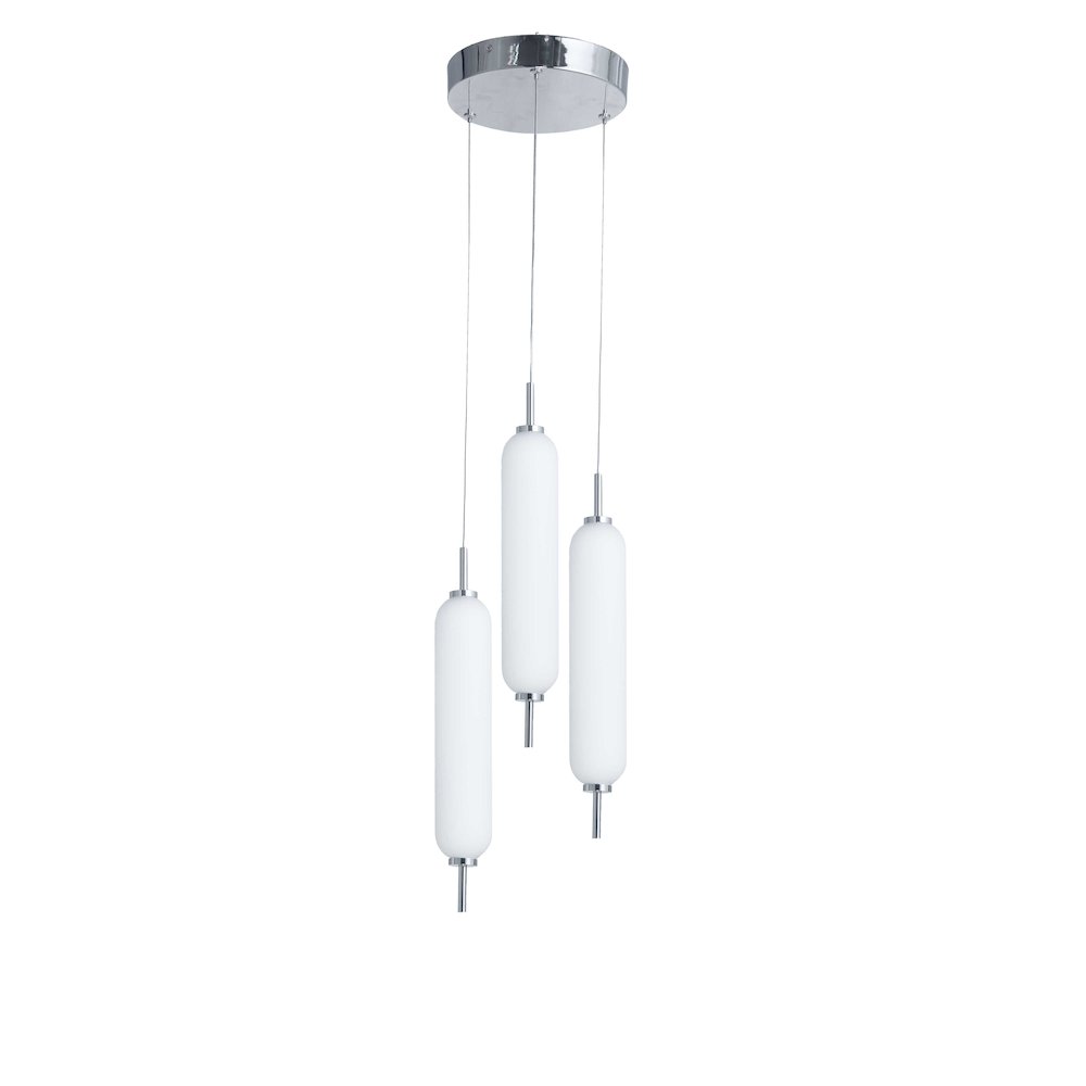 30W Polished Chrome Multi Light Pendant w/ White Opal Glass